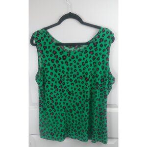 IMAN Leopard Style Print In Mint, Black/Pink Spots Tank SZ-XL
